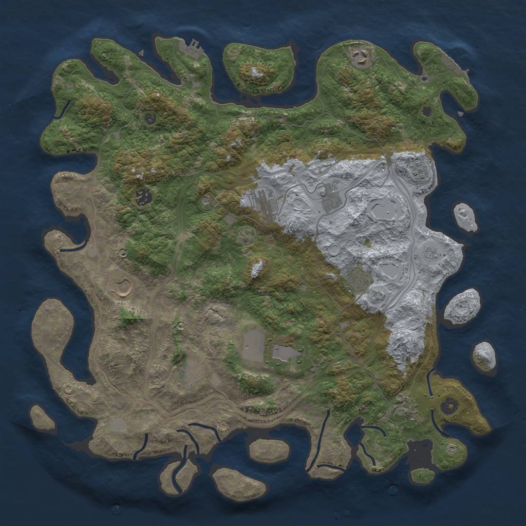 Rust Map: Procedural Map, Size: 4500, Seed: 34646056, 19 Monuments