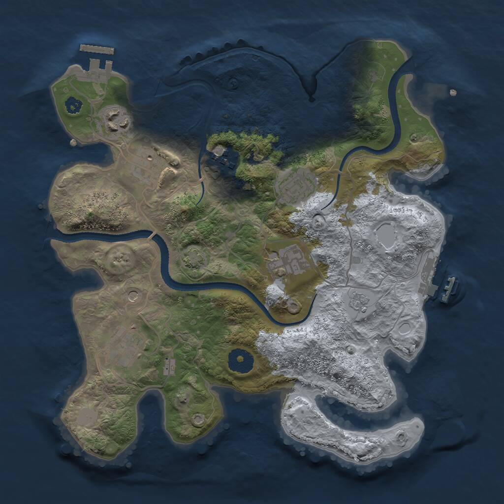 Rust Map: Procedural Map, Size: 3000, Seed: 939167796, 12 Monuments