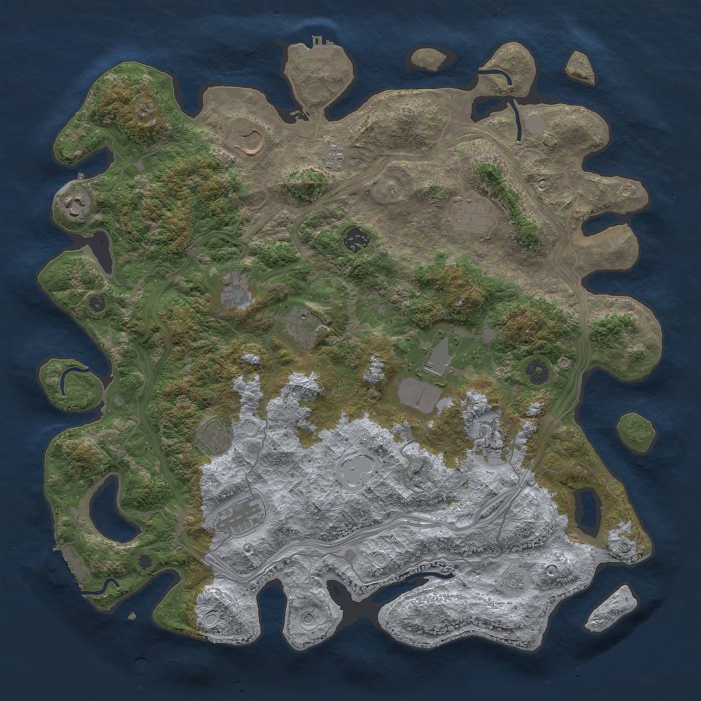 Rust Map: Procedural Map, Size: 4400, Seed: 1345, 20 Monuments