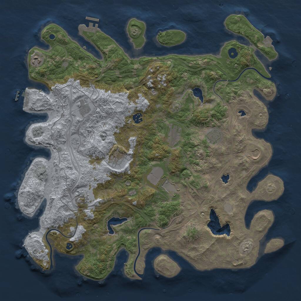 Rust Map: Procedural Map, Size: 4500, Seed: 1427, 16 Monuments