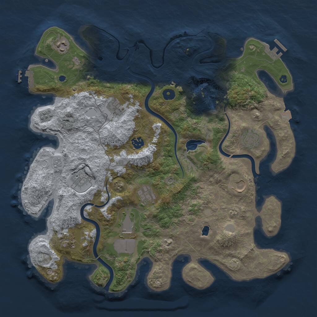 Rust Map: Procedural Map, Size: 4000, Seed: 1427, 16 Monuments