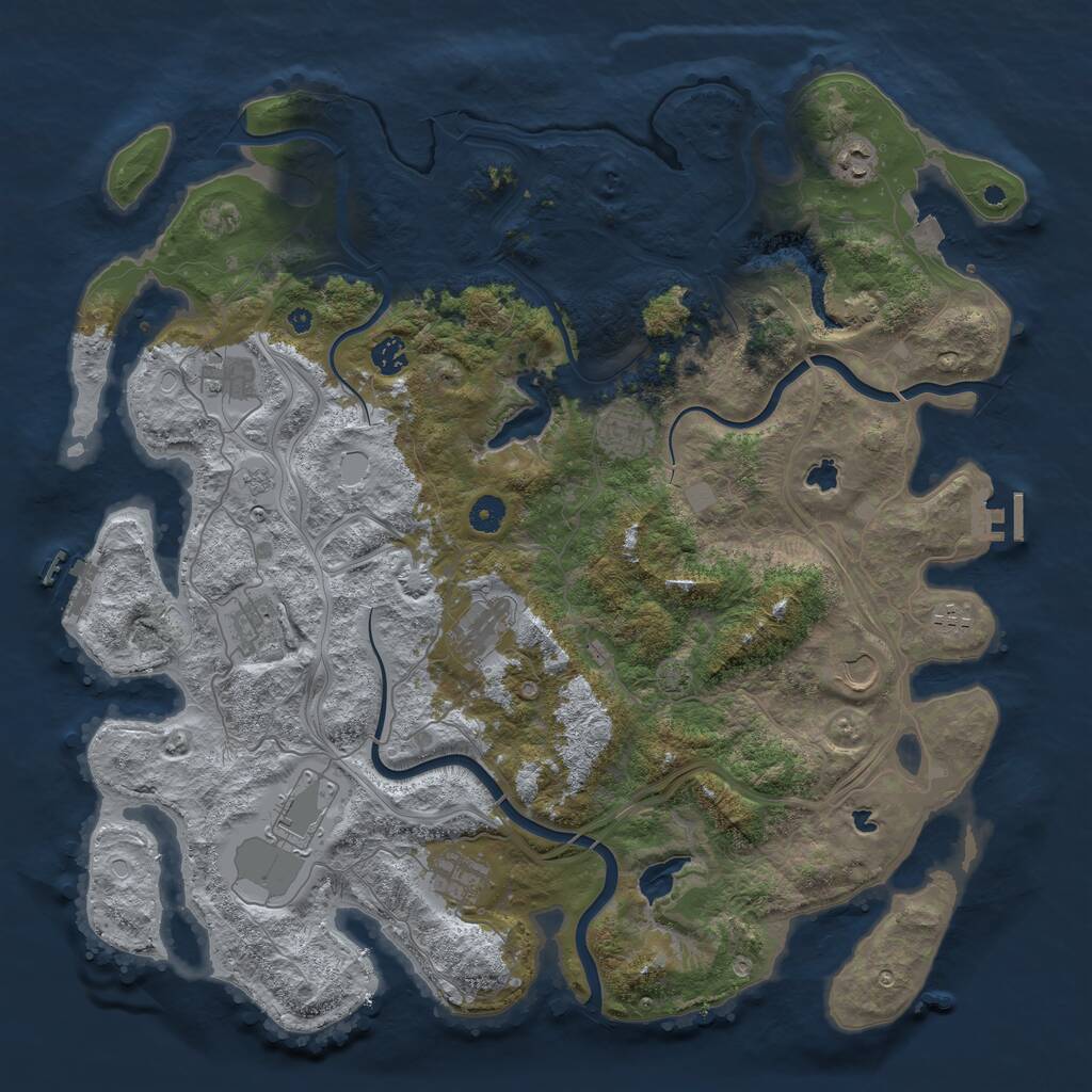 Rust Map: Procedural Map, Size: 4500, Seed: 2124417256, 16 Monuments