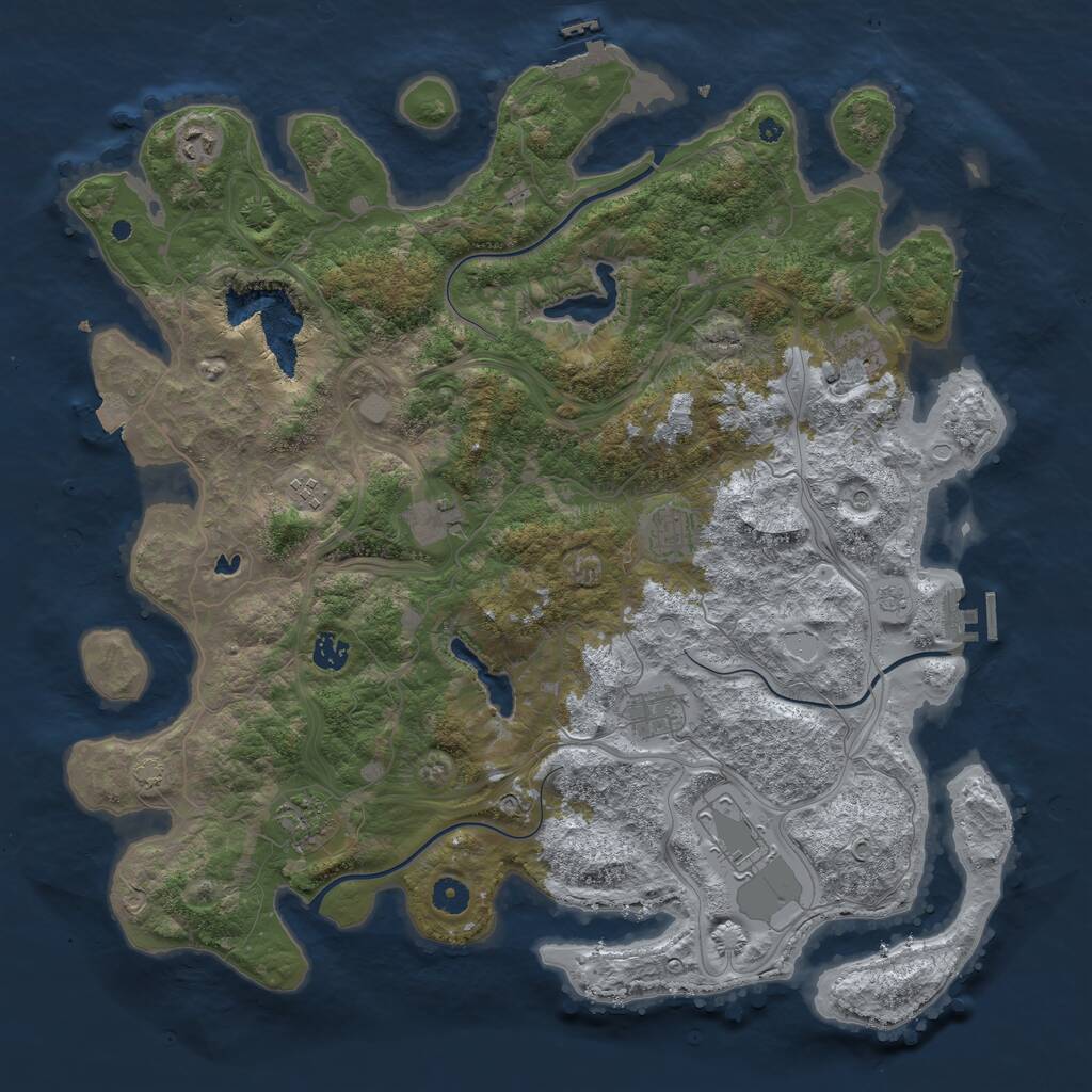 Rust Map: Procedural Map, Size: 4500, Seed: 2030578353, 15 Monuments