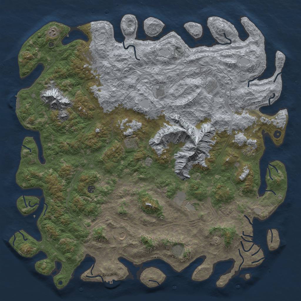 Rust Map: Procedural Map, Size: 6000, Seed: 2134928133, 20 Monuments