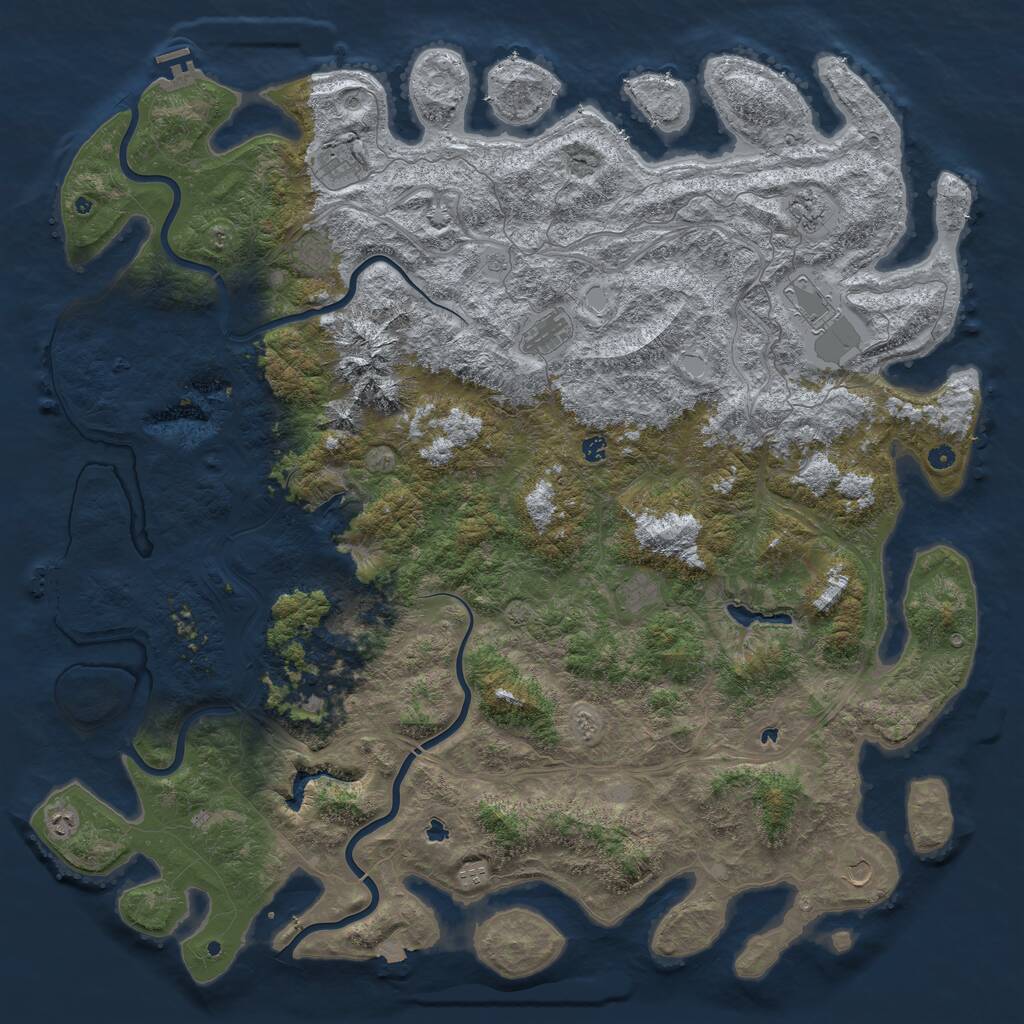 Rust Map: Procedural Map, Size: 6000, Seed: 2134928133, 17 Monuments