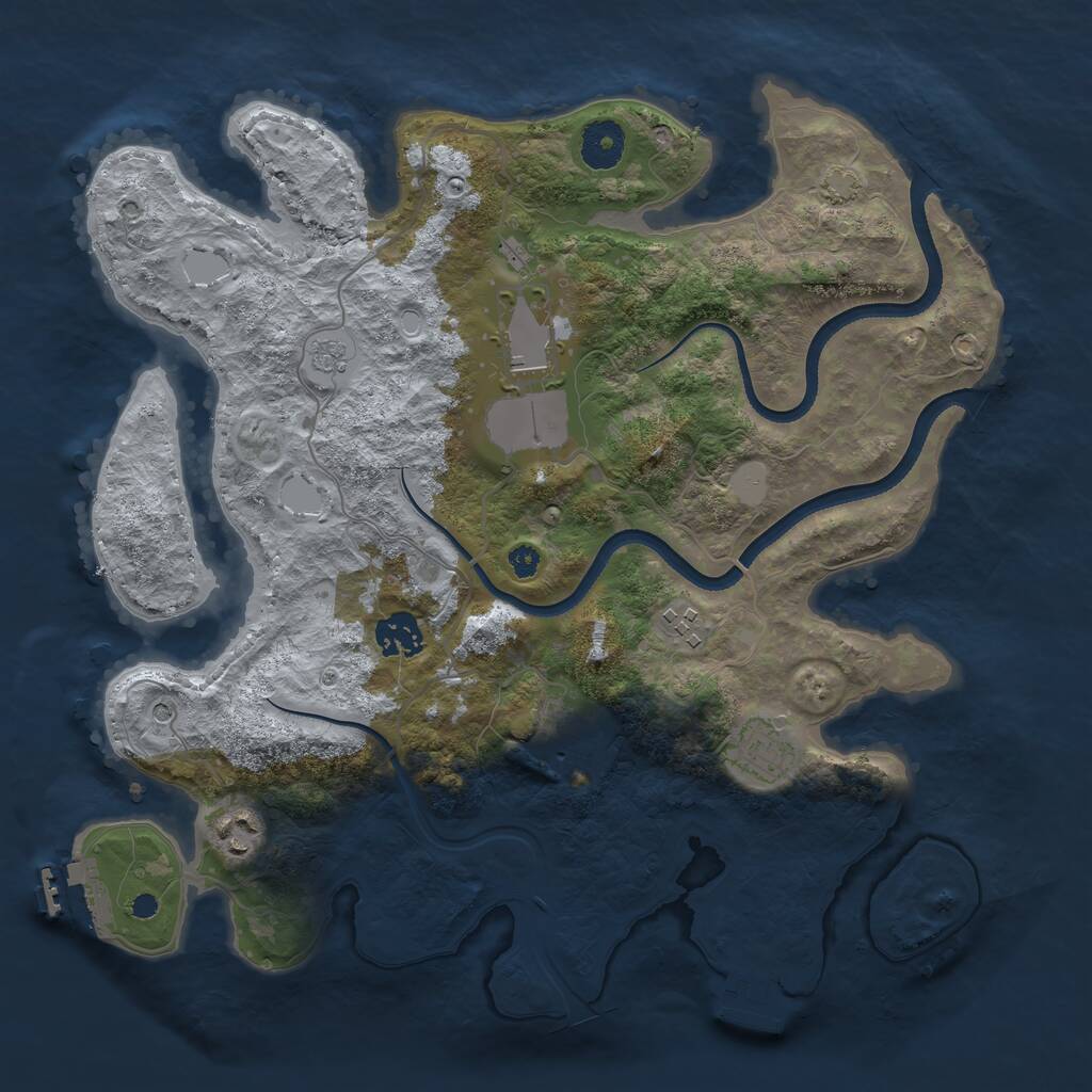 Rust Map: Procedural Map, Size: 3500, Seed: 1523039405, 12 Monuments