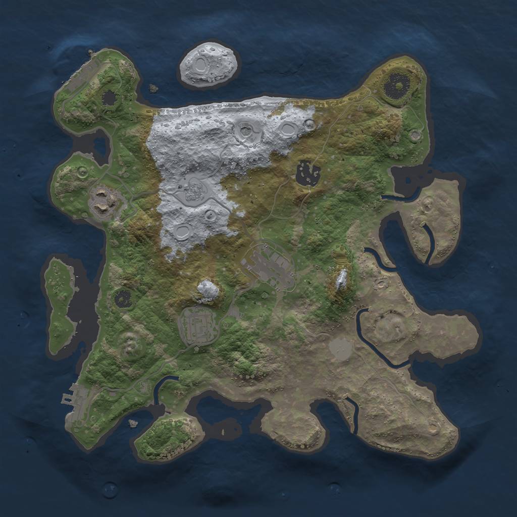 Rust Map: Procedural Map, Size: 3000, Seed: 43981, 13 Monuments