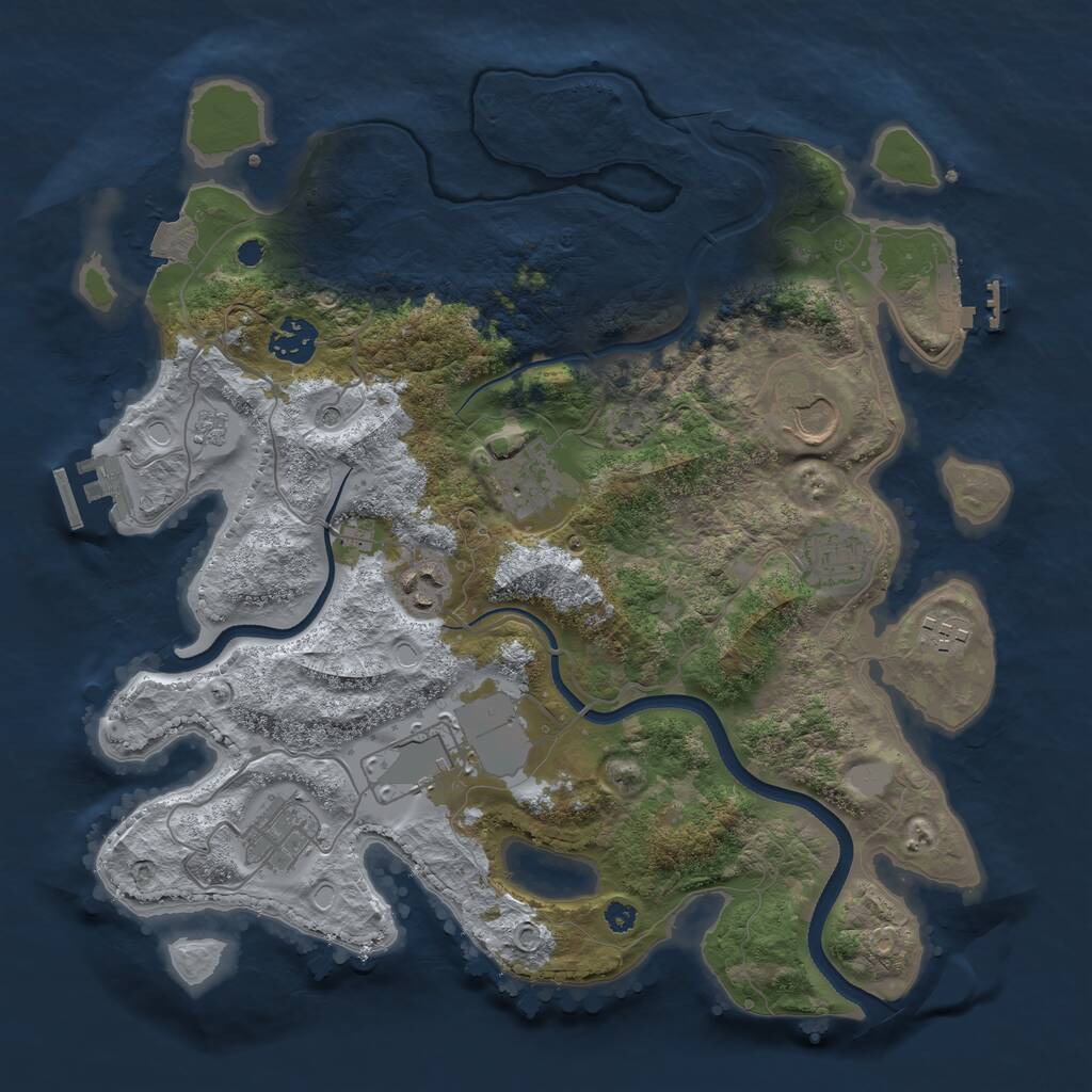 Rust Map: Procedural Map, Size: 3500, Seed: 22061941, 14 Monuments