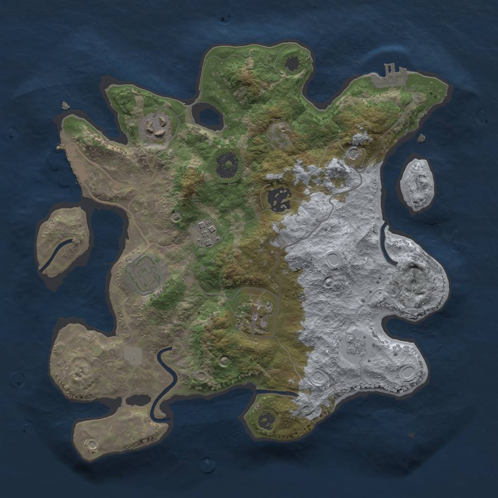 Rust Map: Procedural Map, Size: 3000, Seed: 17405, 14 Monuments
