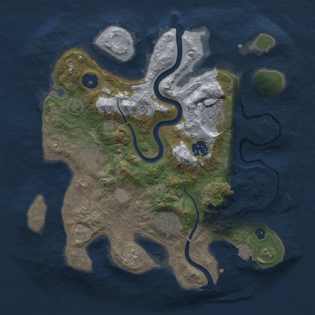 Rust Map: Procedural Map, Size: 3000, Seed: 675564011, 8 Monuments