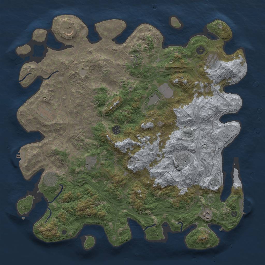 Rust Map: Procedural Map, Size: 4500, Seed: 1534405066, 20 Monuments