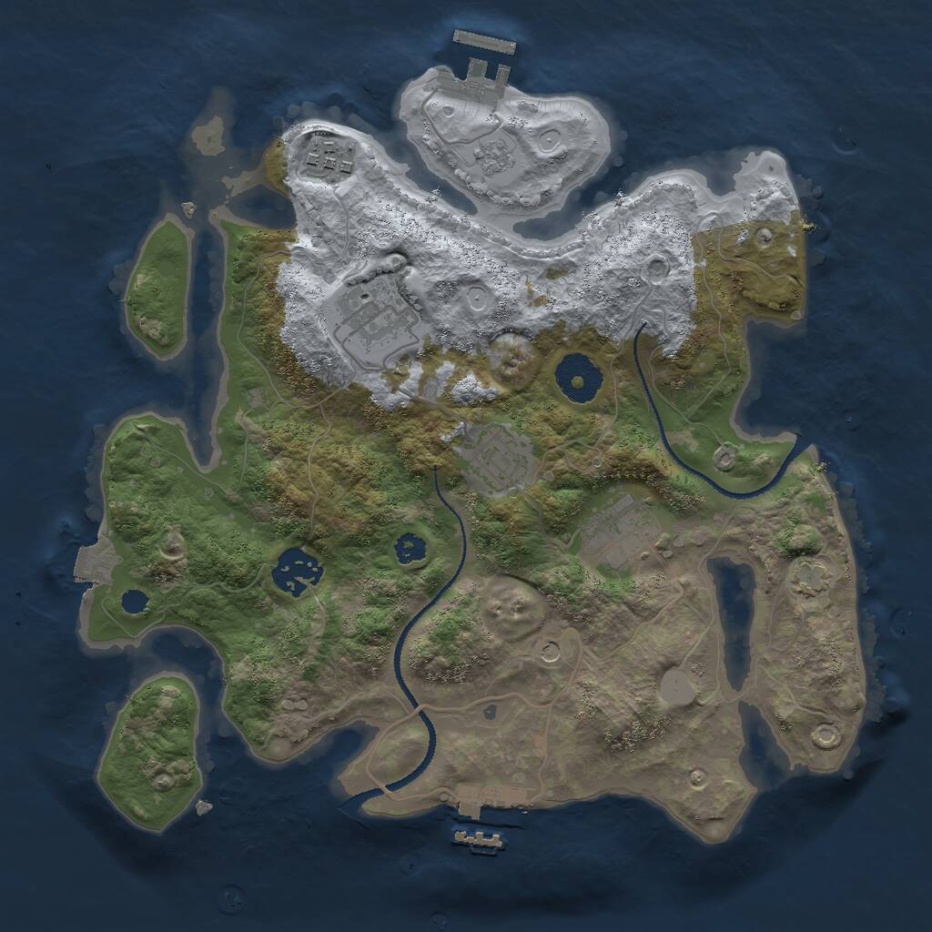 Rust Map: Procedural Map, Size: 3000, Seed: 41466, 11 Monuments