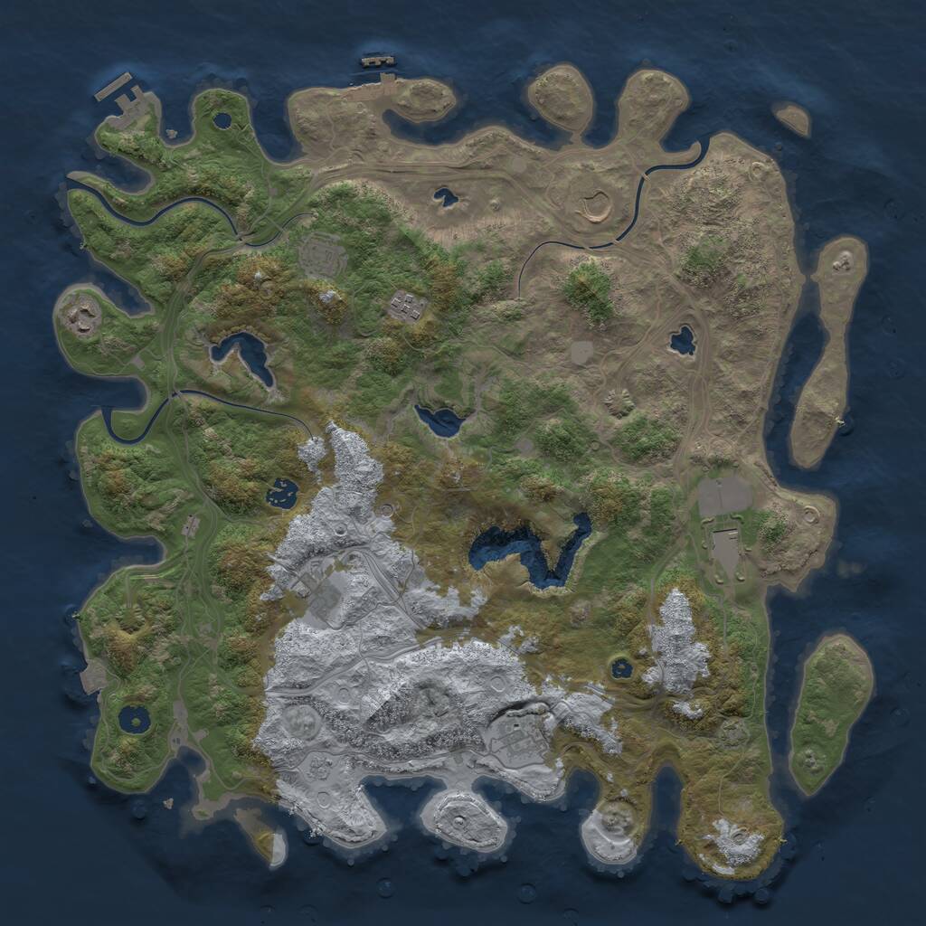 Rust Map: Procedural Map, Size: 4500, Seed: 8502413, 14 Monuments