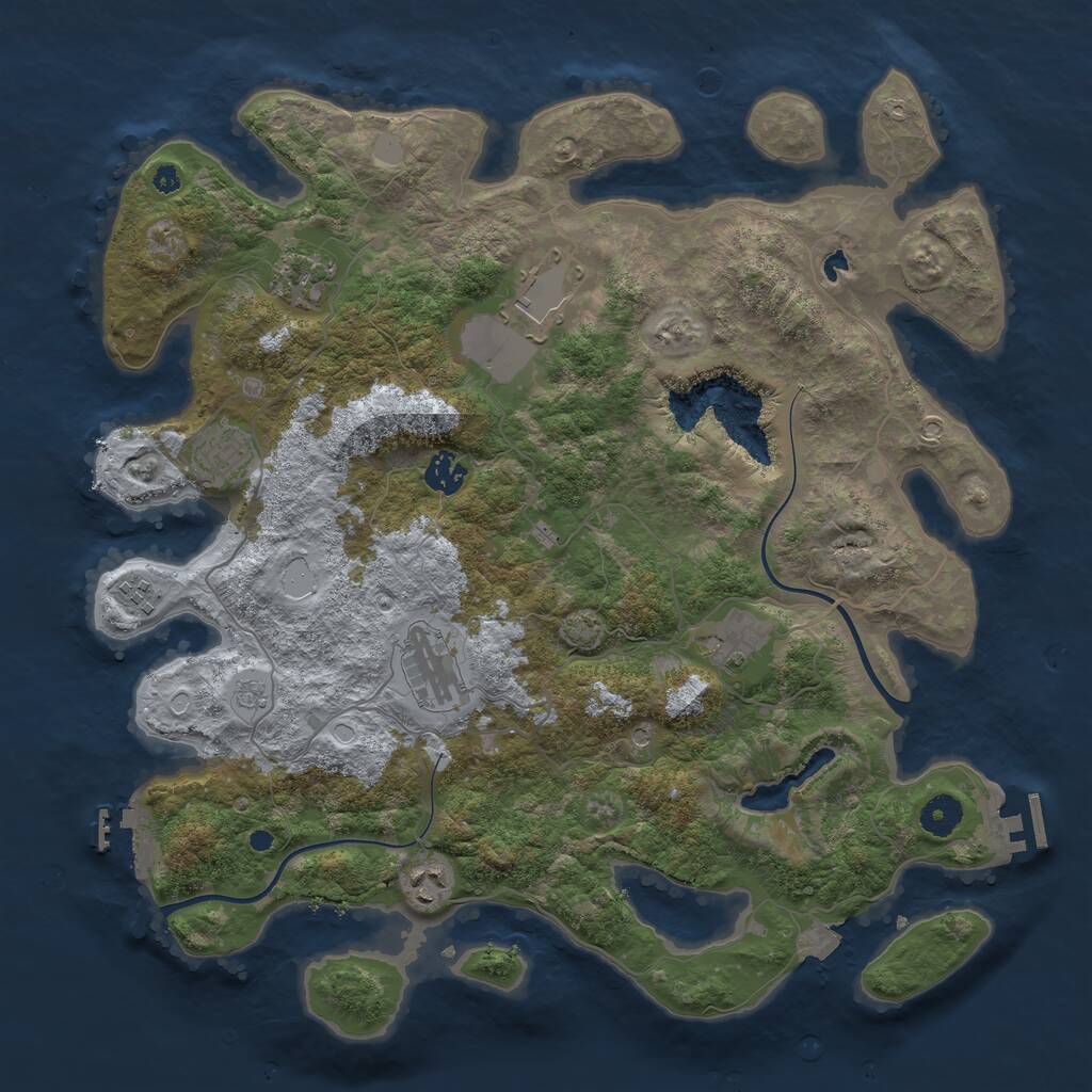 Rust Map: Procedural Map, Size: 4000, Seed: 1090943171, 14 Monuments