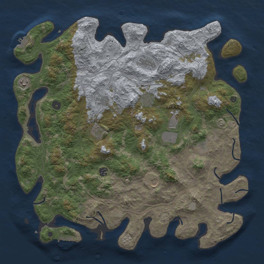Rust Map: Procedural Map, Size: 4500, Seed: 1130832352, 19 Monuments