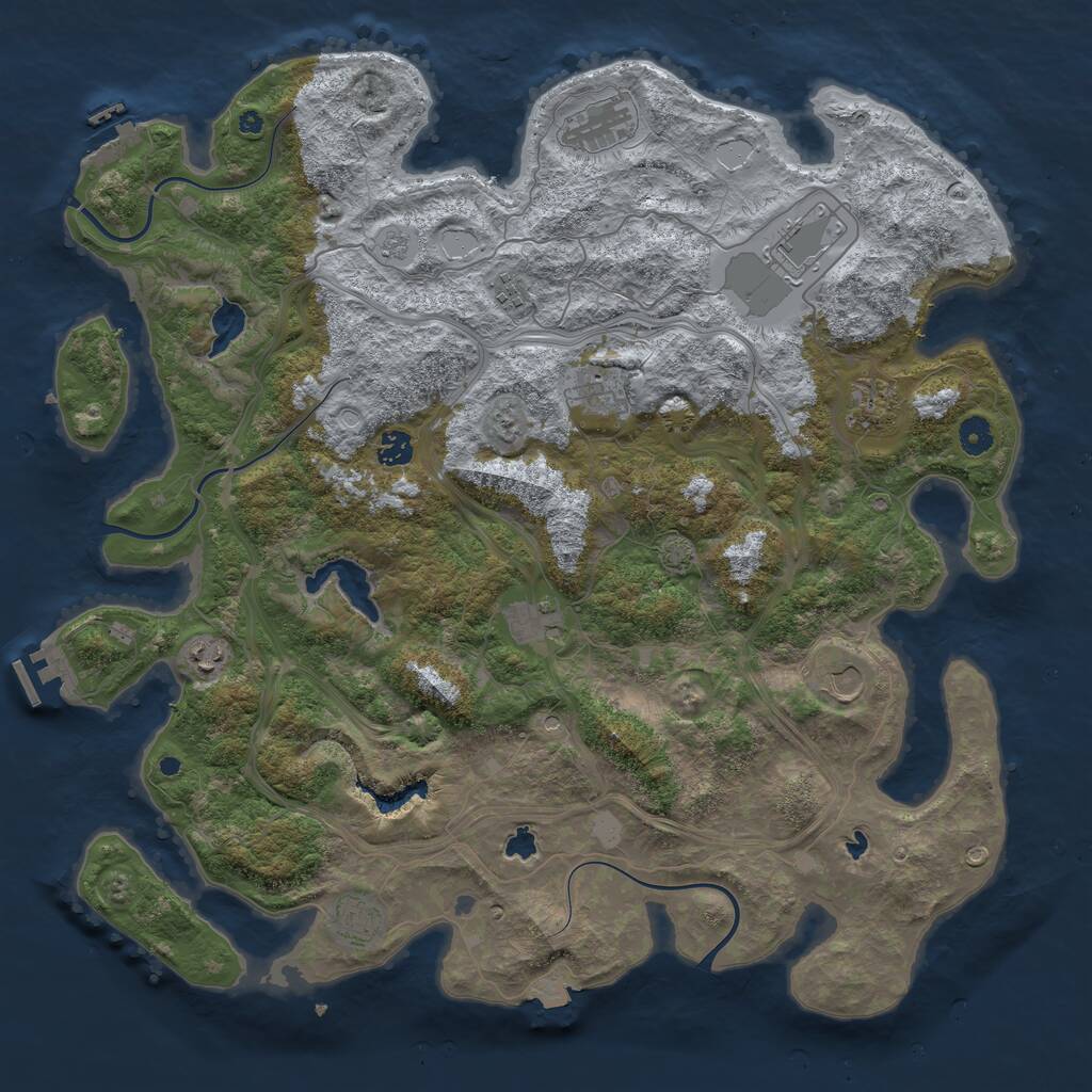 Rust Map: Procedural Map, Size: 4500, Seed: 1842782180, 16 Monuments