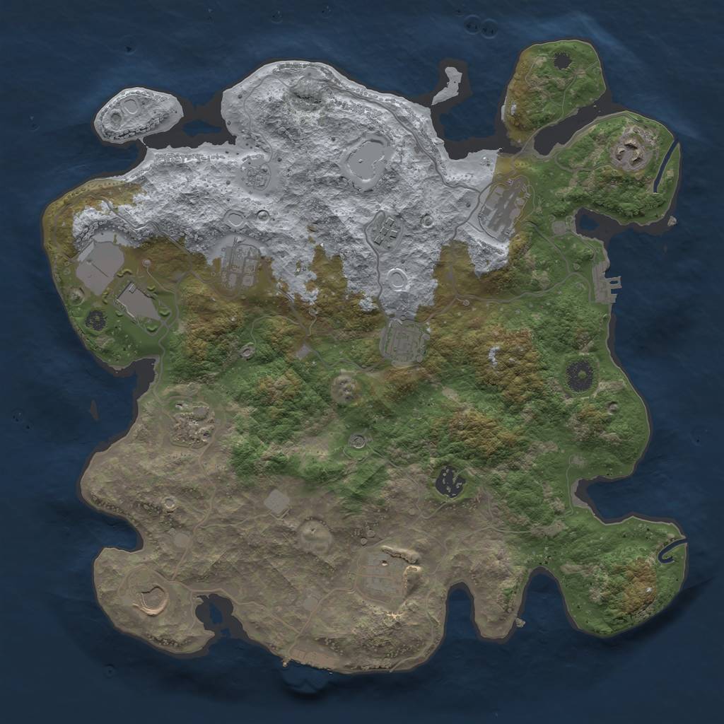 Rust Map: Procedural Map, Size: 3700, Seed: 34361379, 19 Monuments