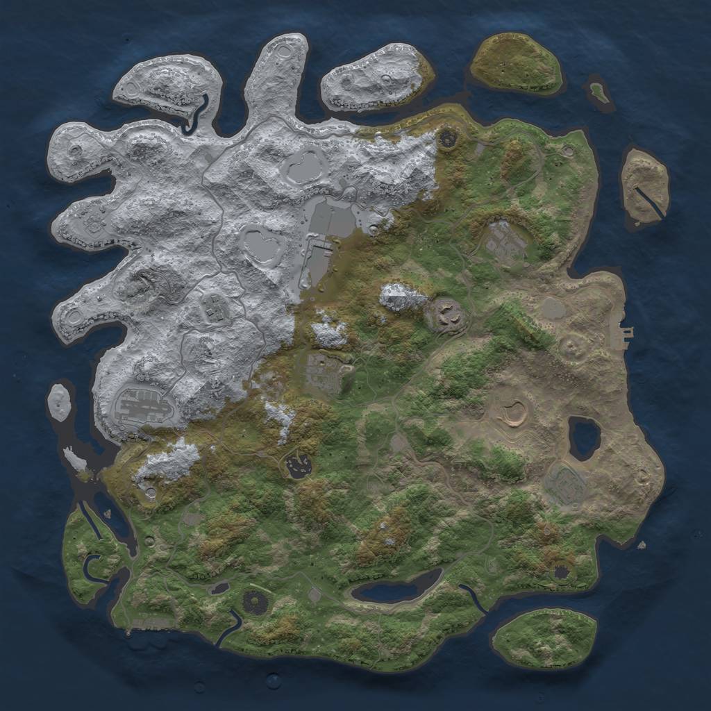 Rust Map: Procedural Map, Size: 4200, Seed: 90997651, 18 Monuments