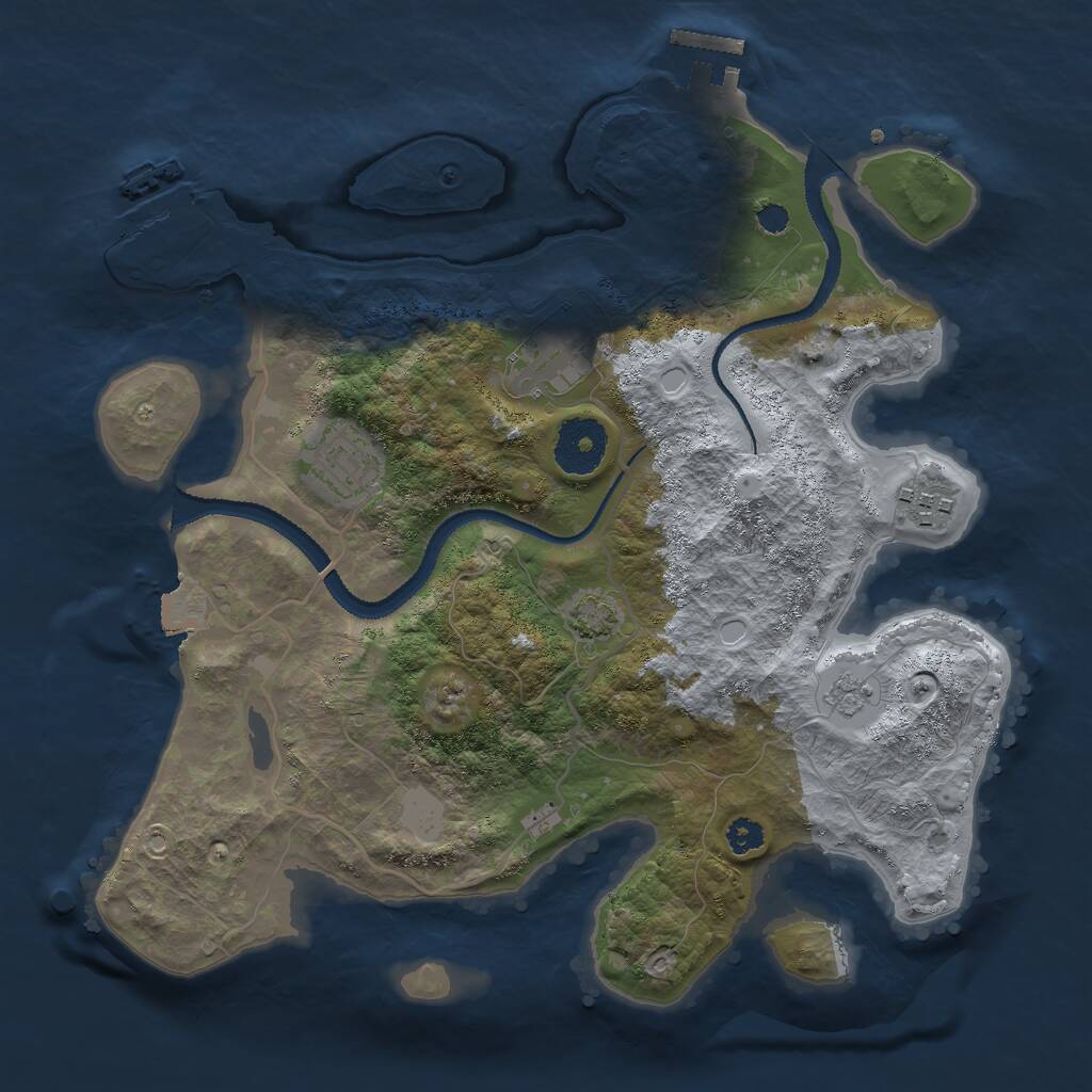 Rust Map: Procedural Map, Size: 3000, Seed: 1081012154, 8 Monuments