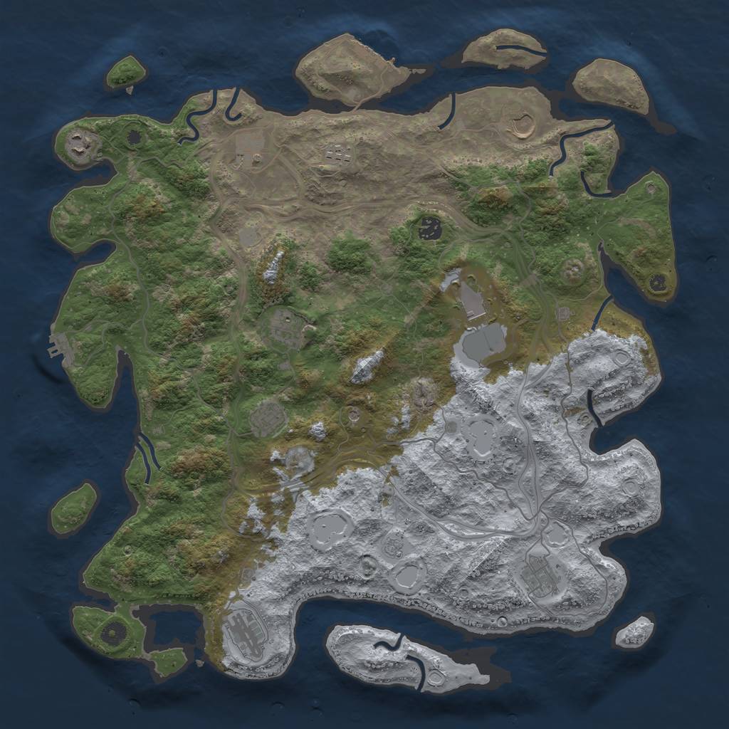 Rust Map: Procedural Map, Size: 4500, Seed: 511360640, 19 Monuments