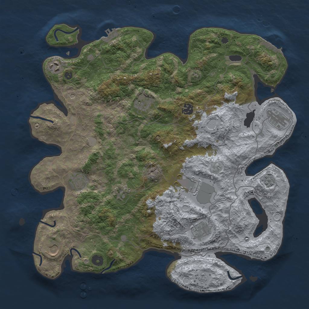 Rust Map: Procedural Map, Size: 4000, Seed: 678912367, 19 Monuments