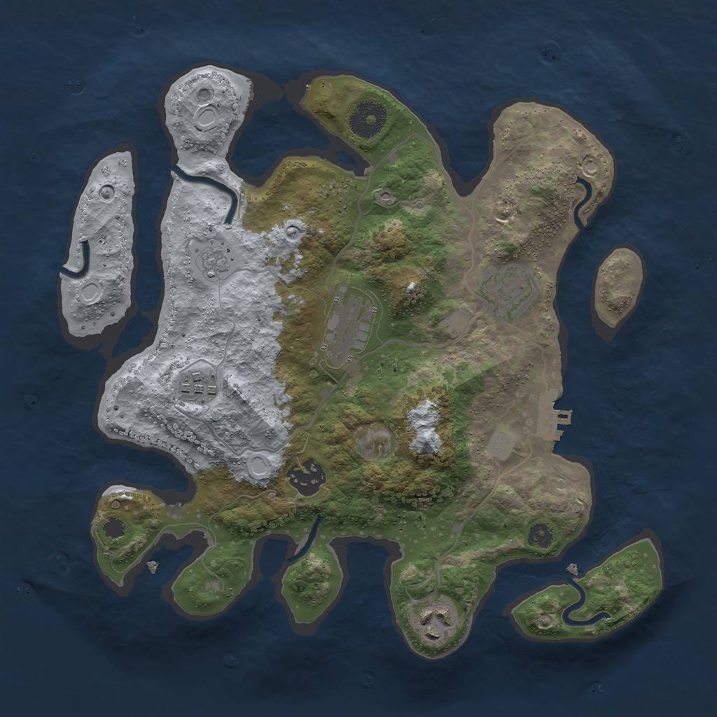 Rust Map: Procedural Map, Size: 3000, Seed: 1350587306, 12 Monuments