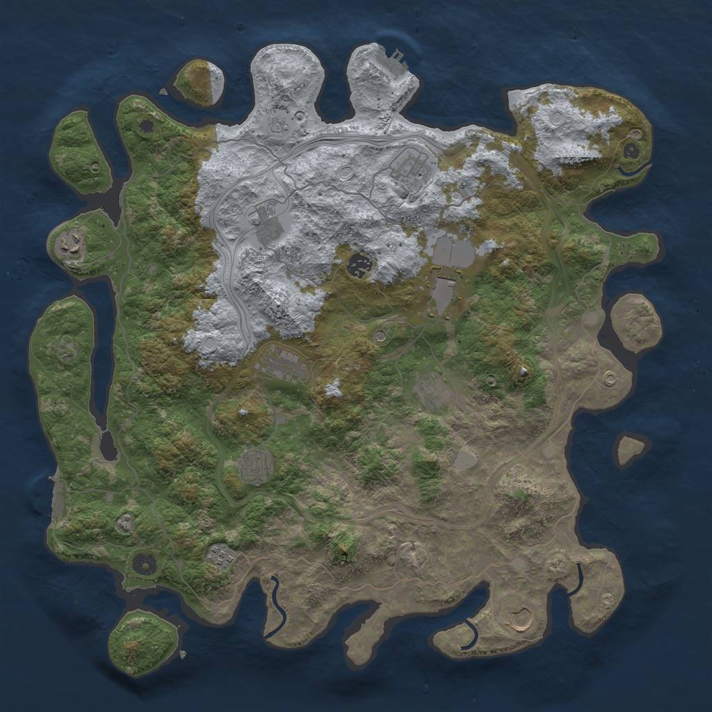 Rust Map: Procedural Map, Size: 4500, Seed: 6736, 19 Monuments