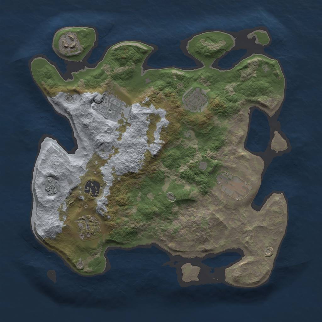 Rust Map: Barren, Size: 3000, Seed: 461738739, 10 Monuments