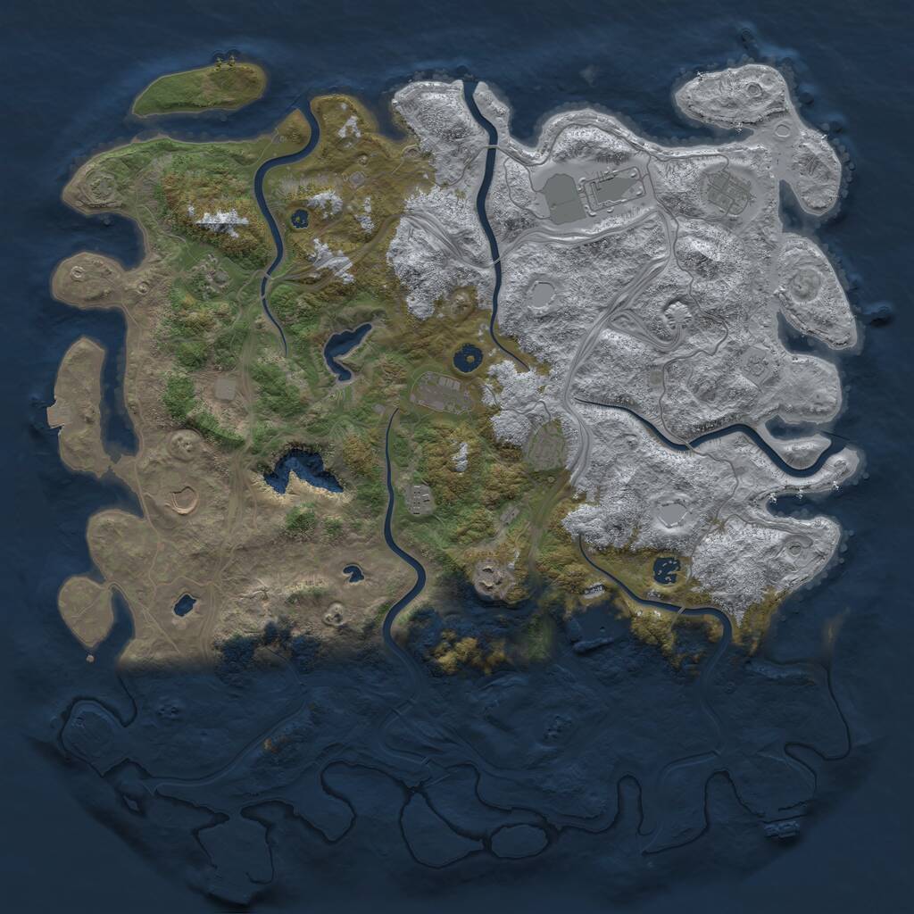 Rust Map: Procedural Map, Size: 4900, Seed: 1129606944, 16 Monuments