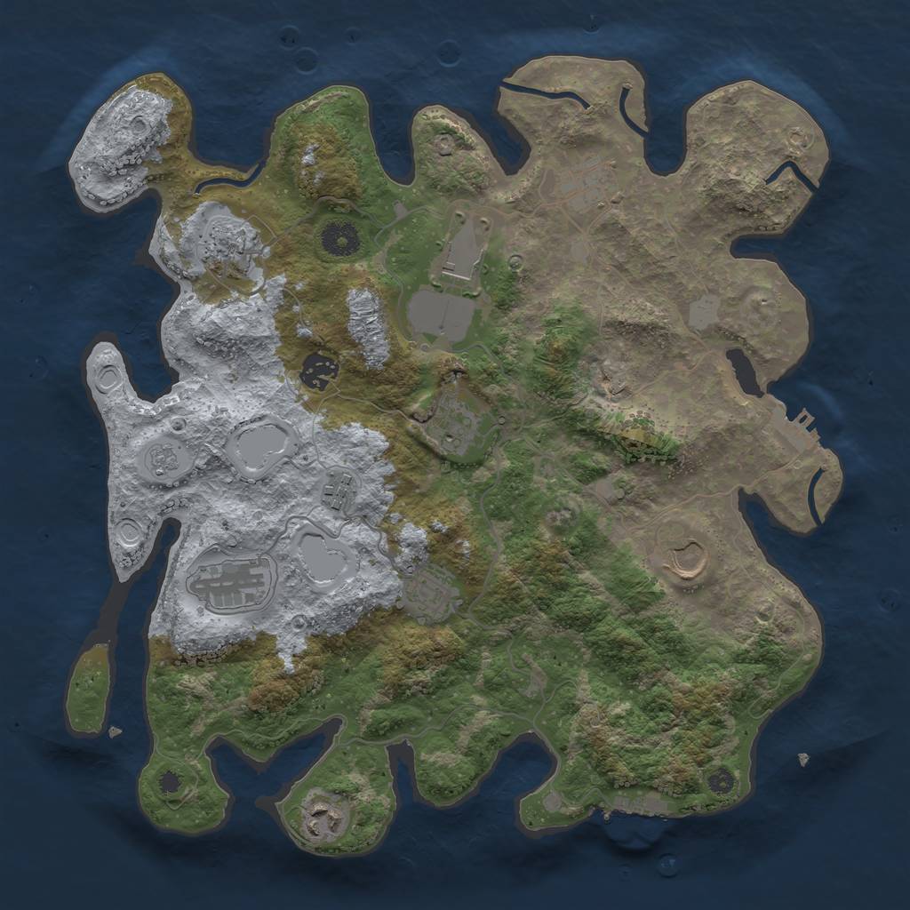 Rust Map: Procedural Map, Size: 3700, Seed: 600786966, 18 Monuments