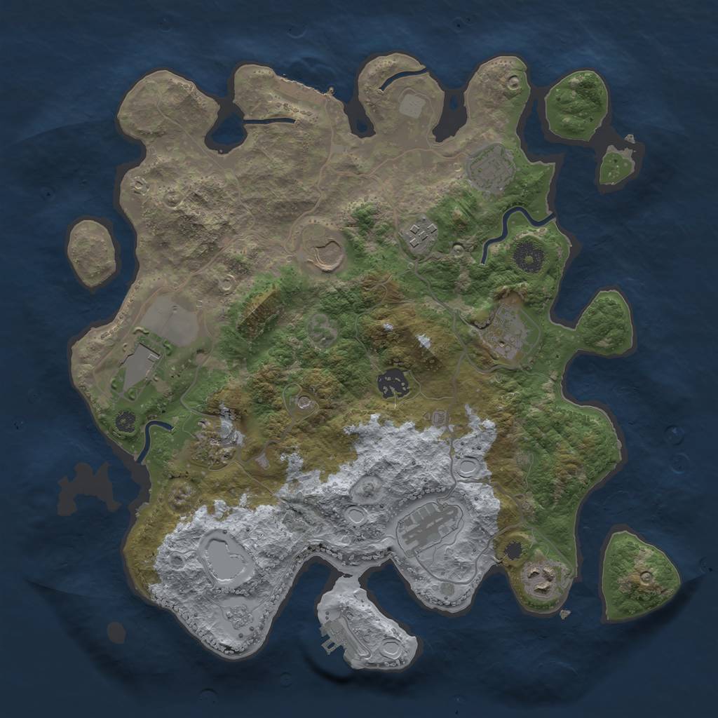 Rust Map: Procedural Map, Size: 3500, Seed: 929241981, 18 Monuments