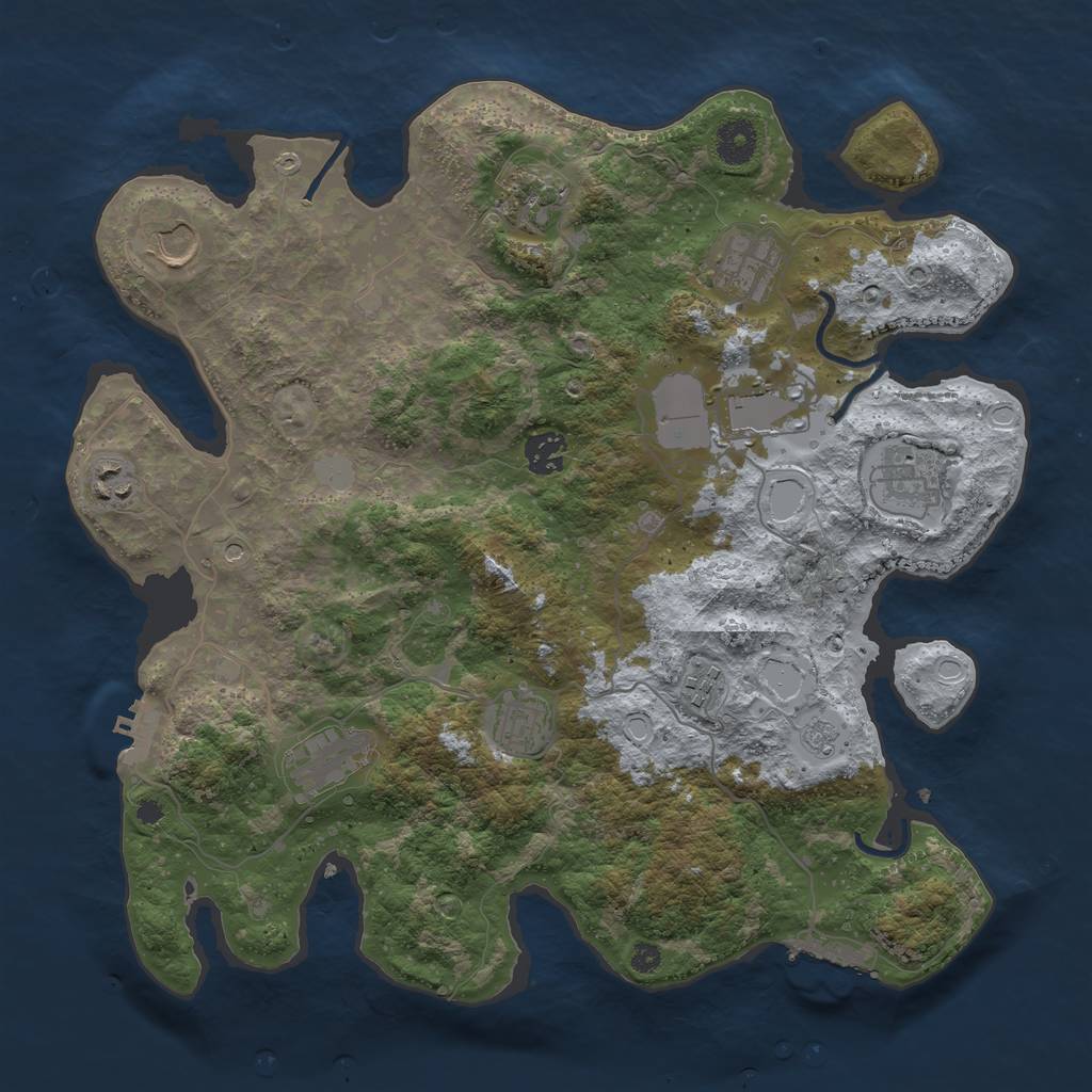 Rust Map: Procedural Map, Size: 3750, Seed: 233323, 19 Monuments