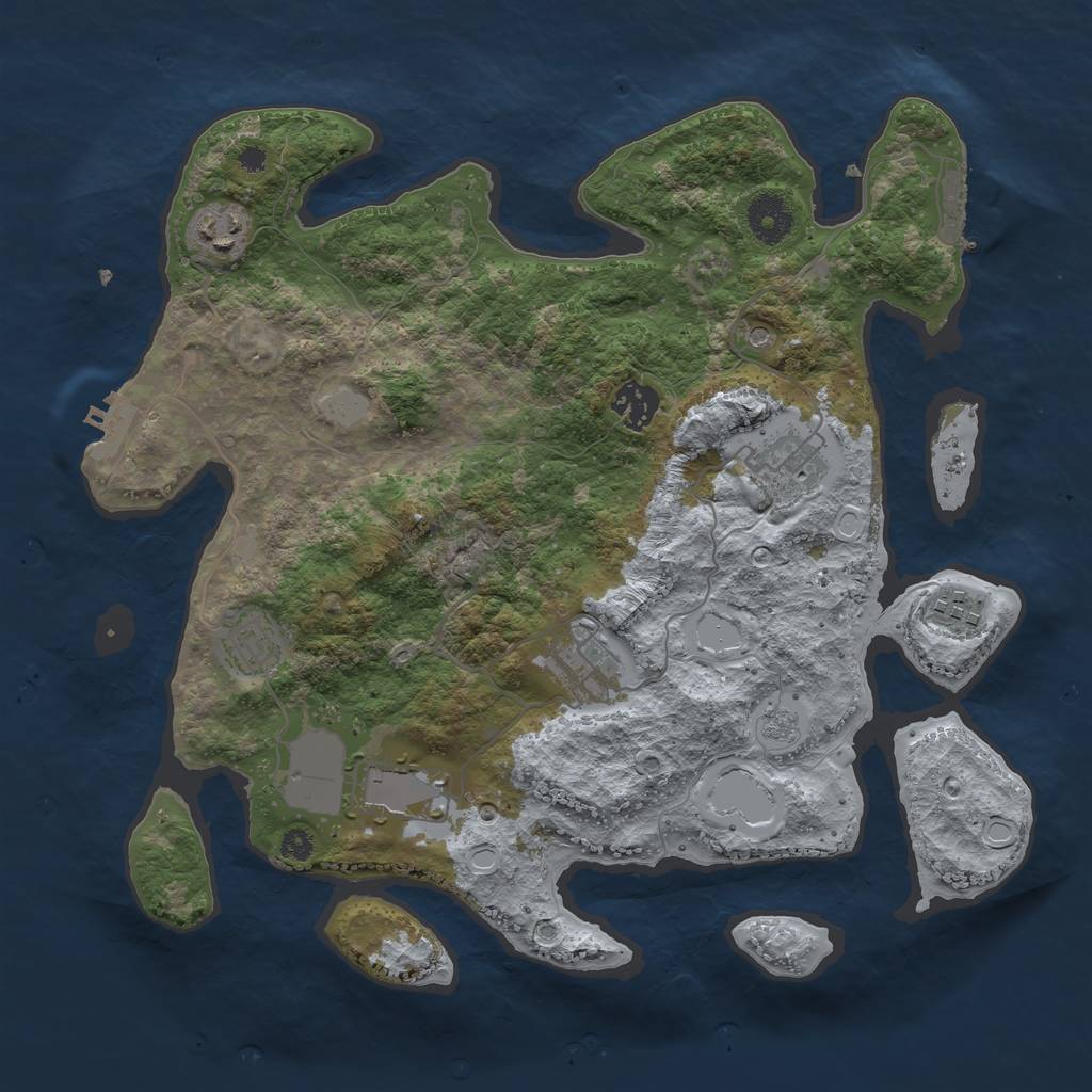 Rust Map: Procedural Map, Size: 3500, Seed: 379566108, 16 Monuments