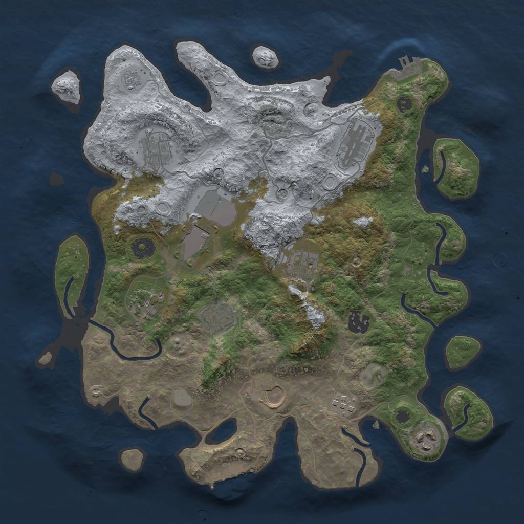 Rust Map: Procedural Map, Size: 3500, Seed: 728208055, 19 Monuments