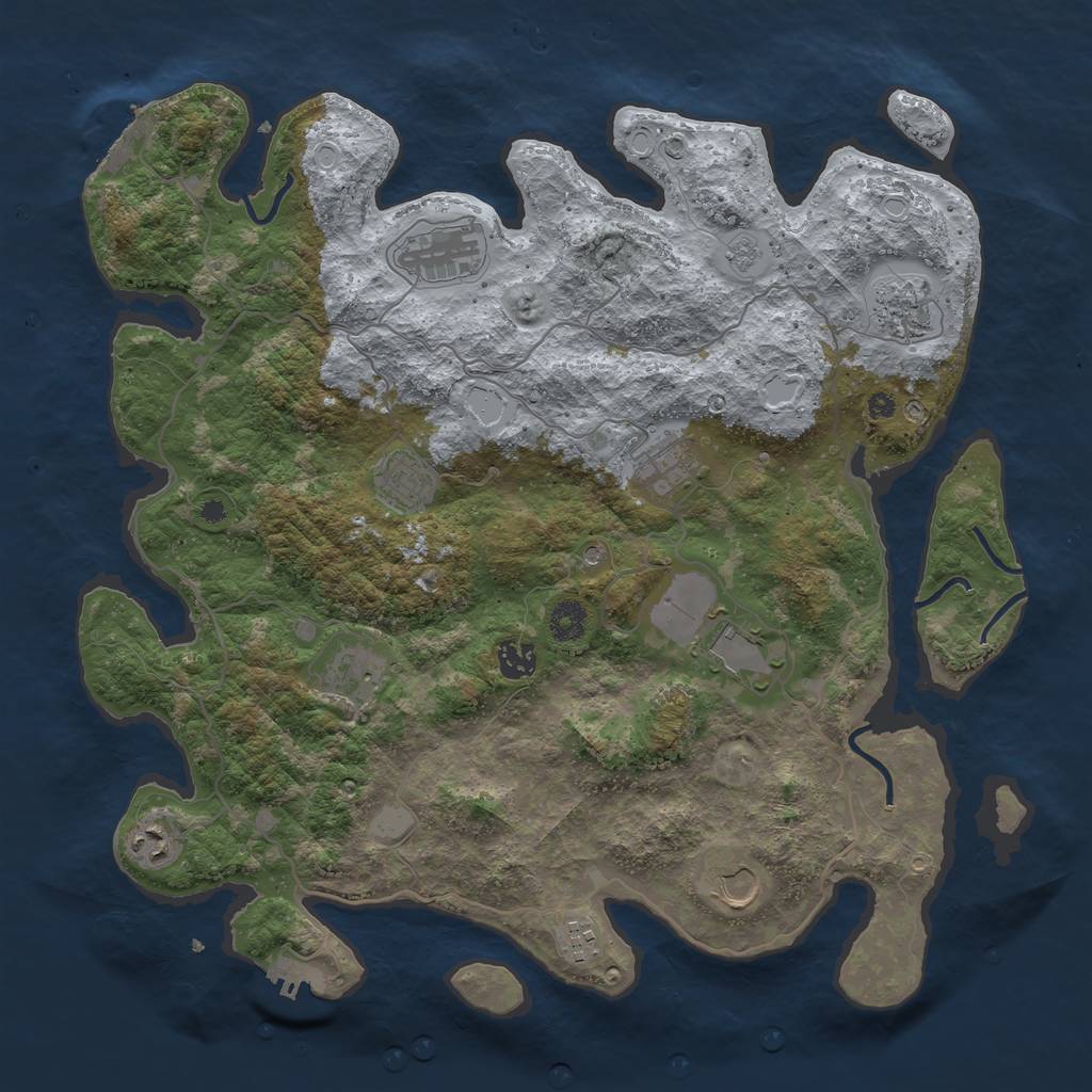 Rust Map: Procedural Map, Size: 4050, Seed: 1462693911, 19 Monuments