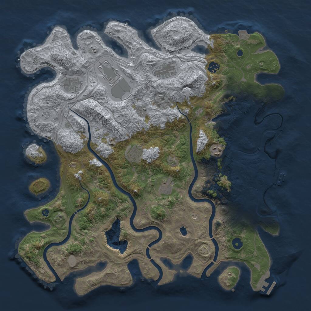 Rust Map: Procedural Map, Size: 4250, Seed: 1133840156, 14 Monuments