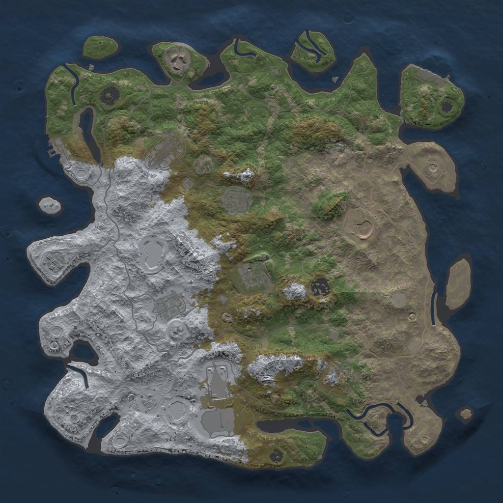 Rust Map: Procedural Map, Size: 4000, Seed: 851, 19 Monuments