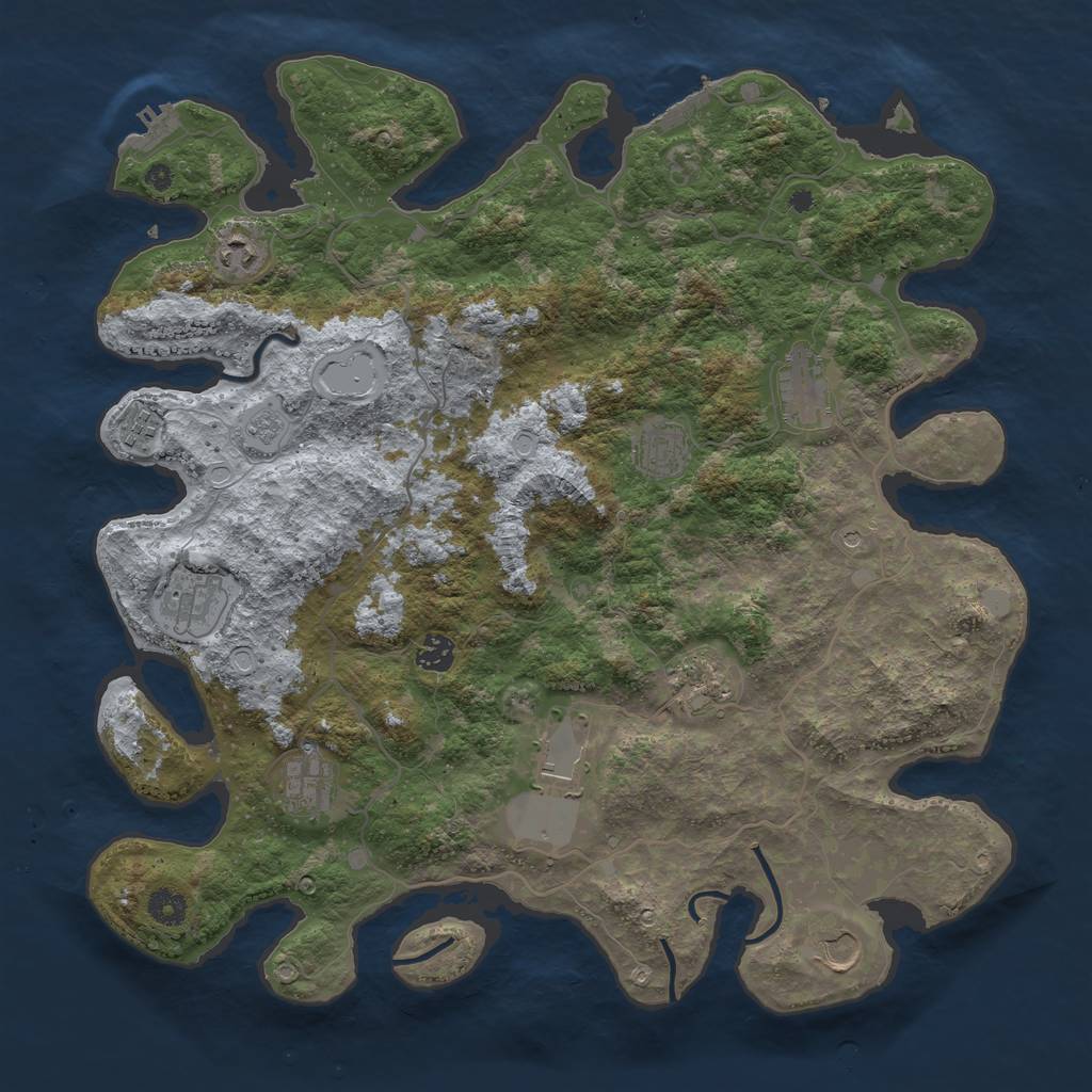 Rust Map: Procedural Map, Size: 4200, Seed: 84657, 19 Monuments