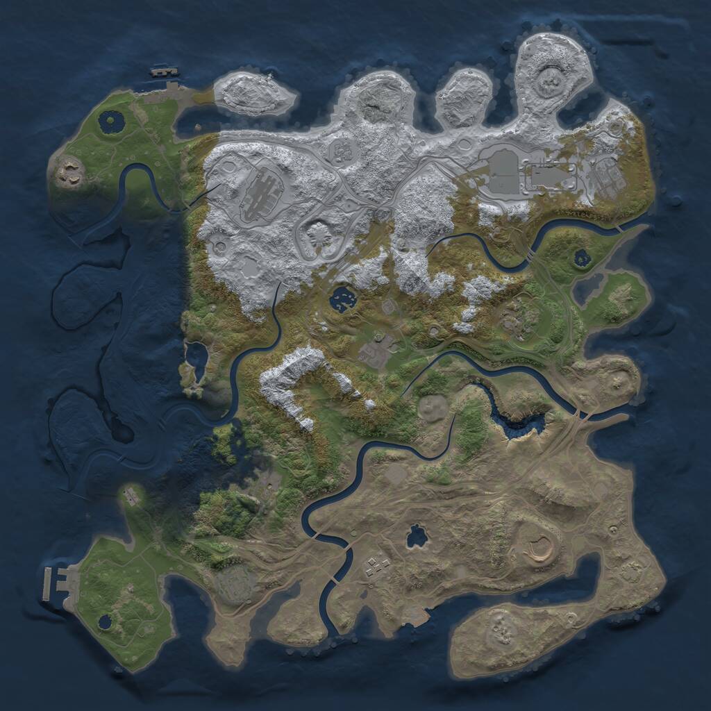 Rust Map: Procedural Map, Size: 4250, Seed: 1910077965, 17 Monuments