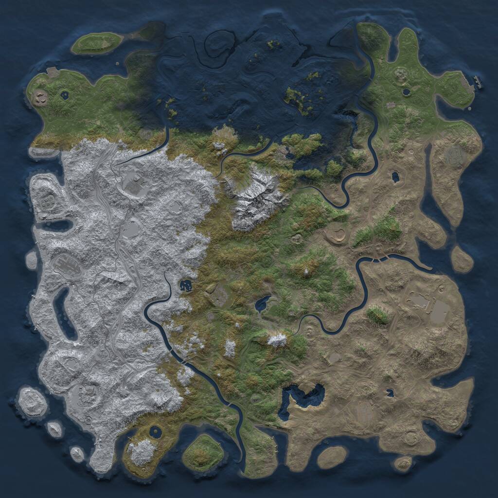 Rust Map: Procedural Map, Size: 6000, Seed: 819195, 17 Monuments