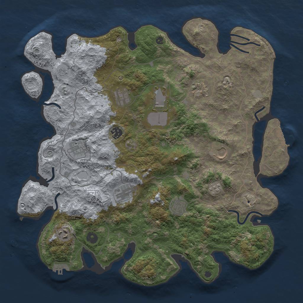 Rust Map: Procedural Map, Size: 4000, Seed: 172188835, 19 Monuments