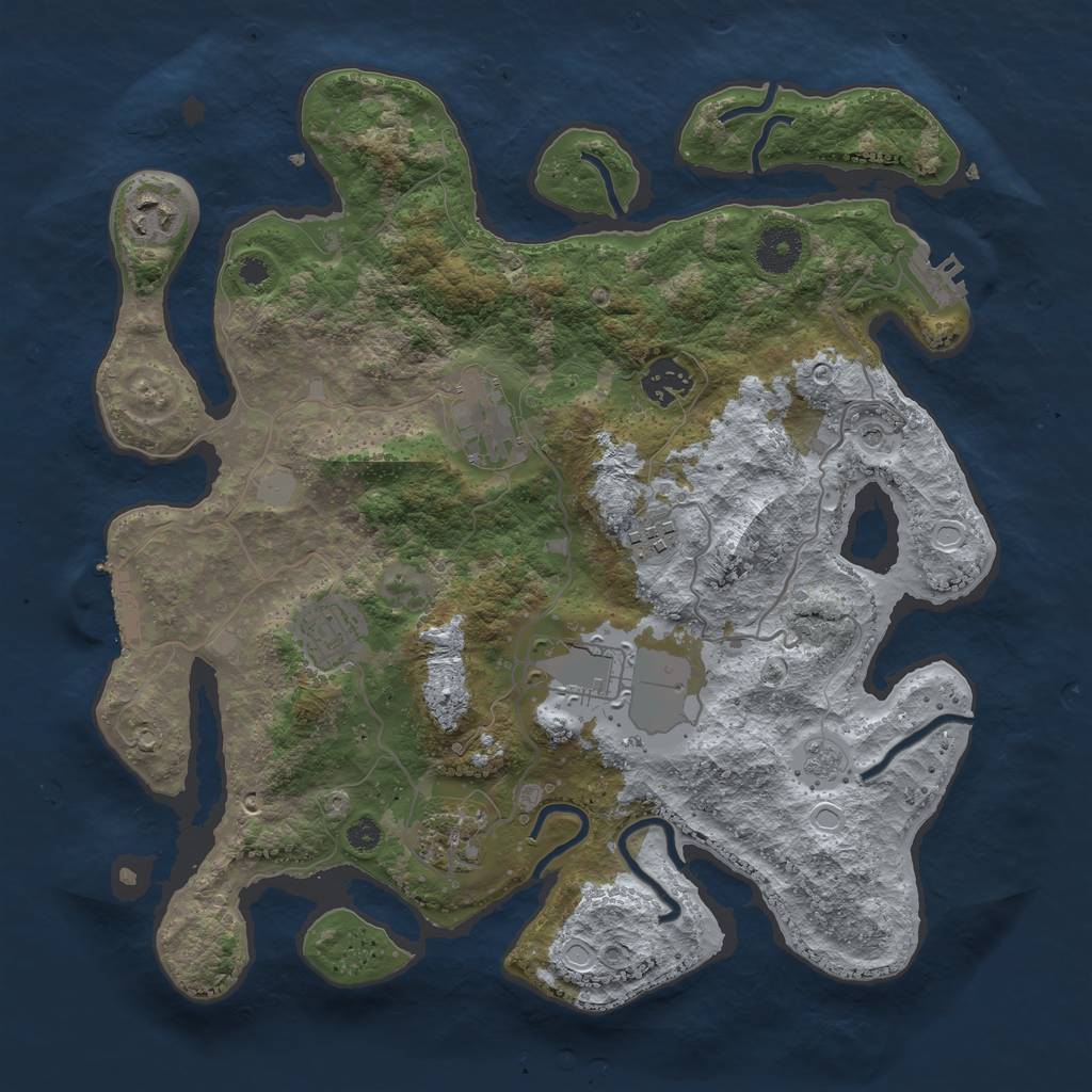 Rust Map: Procedural Map, Size: 3500, Seed: 648825241, 16 Monuments