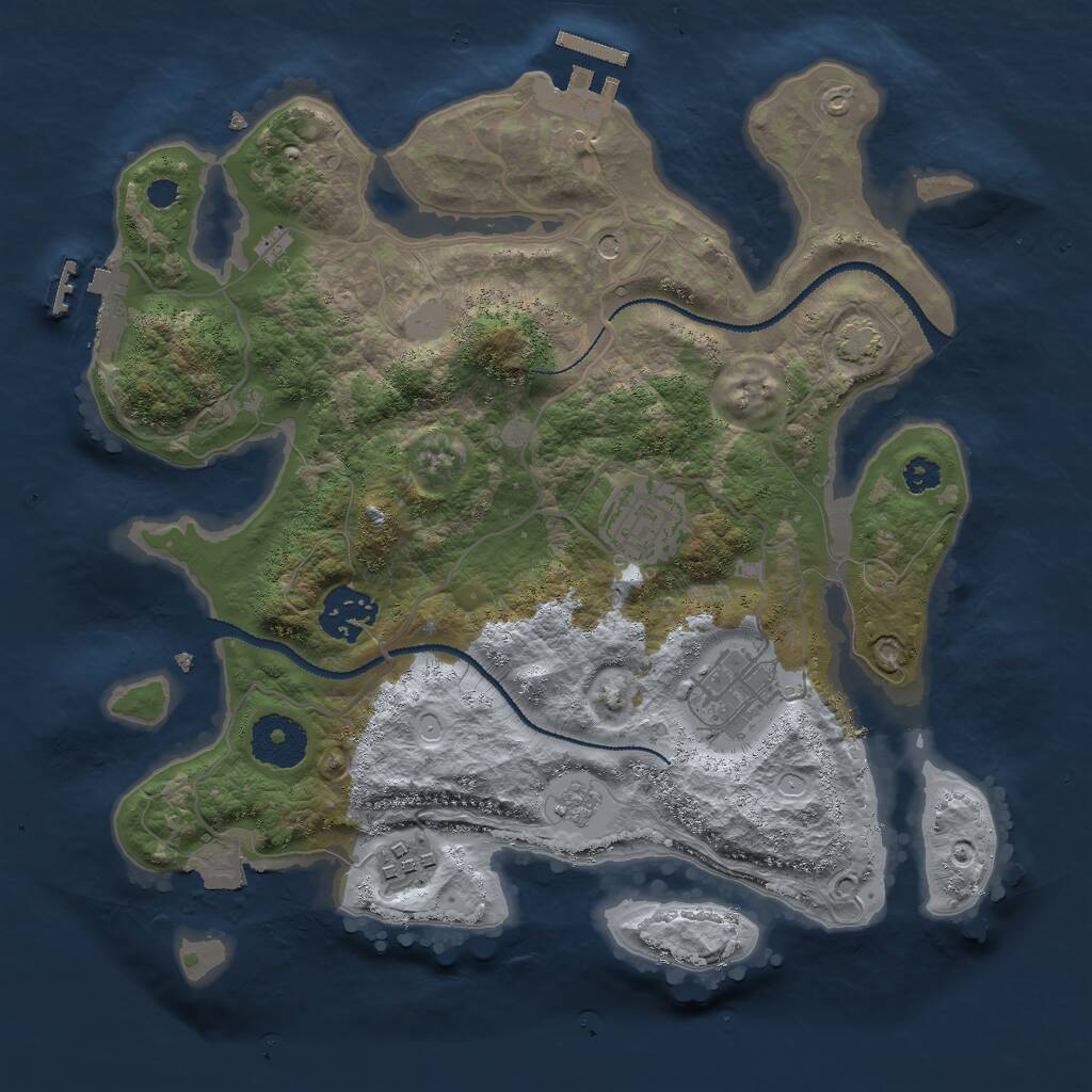 Rust Map: Procedural Map, Size: 3000, Seed: 1174696715, 10 Monuments