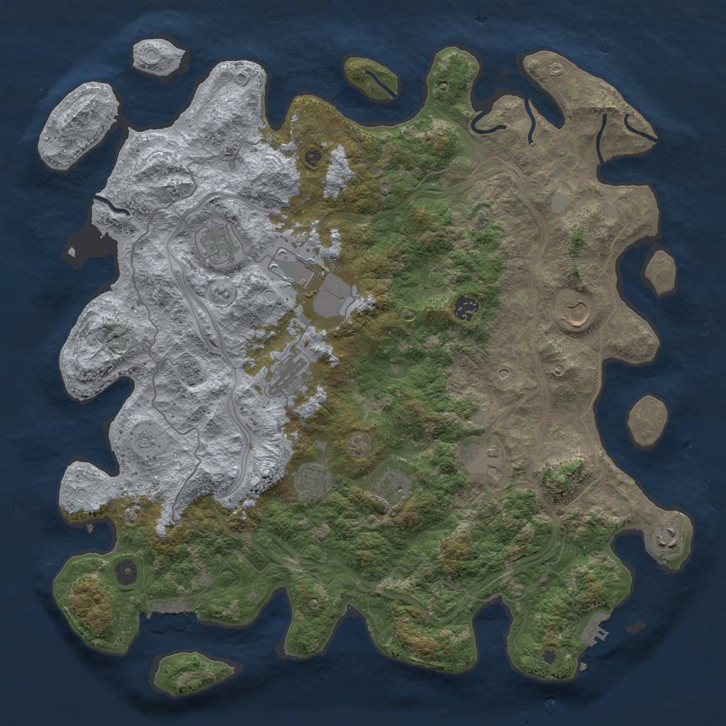 Rust Map: Procedural Map, Size: 4500, Seed: 930141388, 19 Monuments