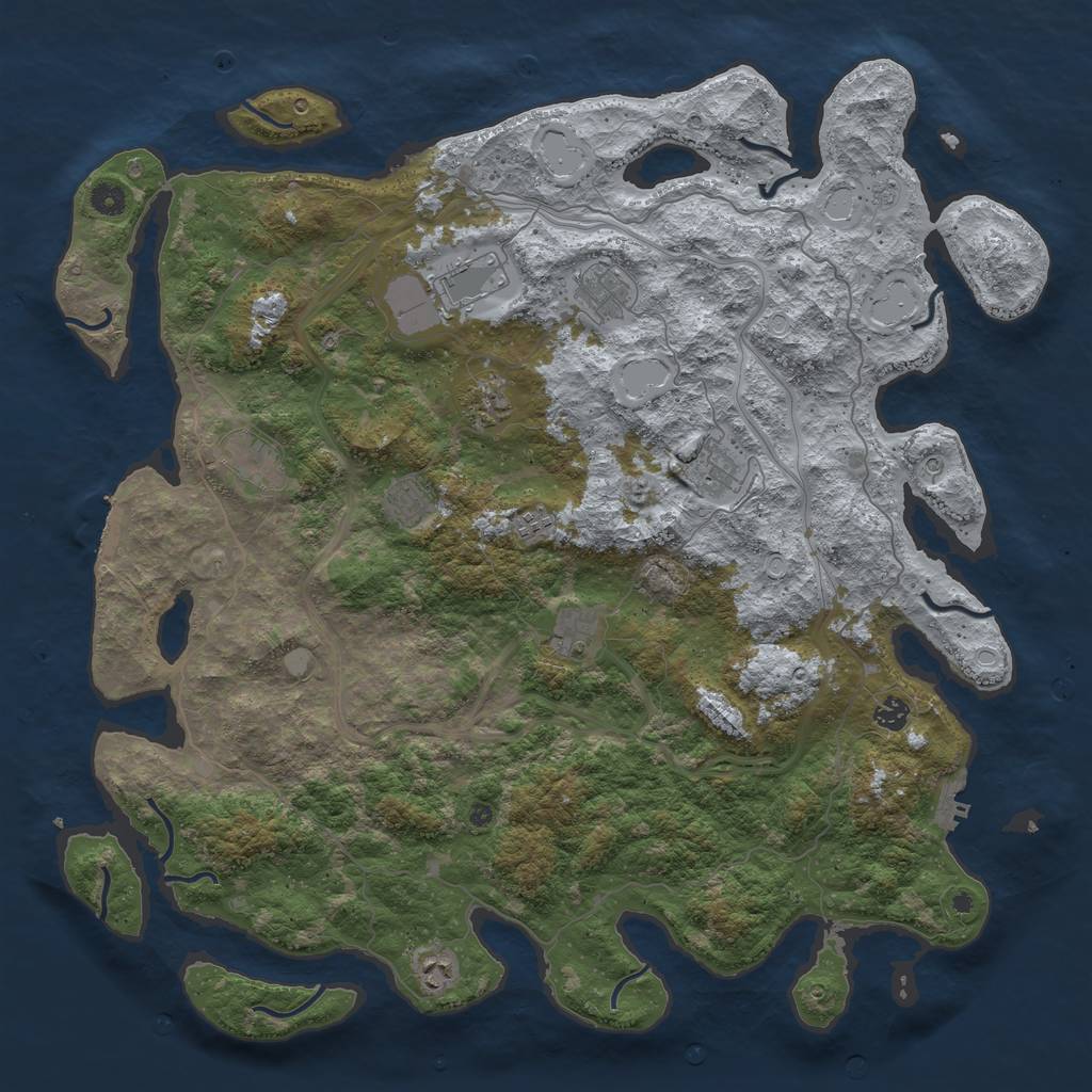 Rust Map: Procedural Map, Size: 4800, Seed: 1975724730, 19 Monuments