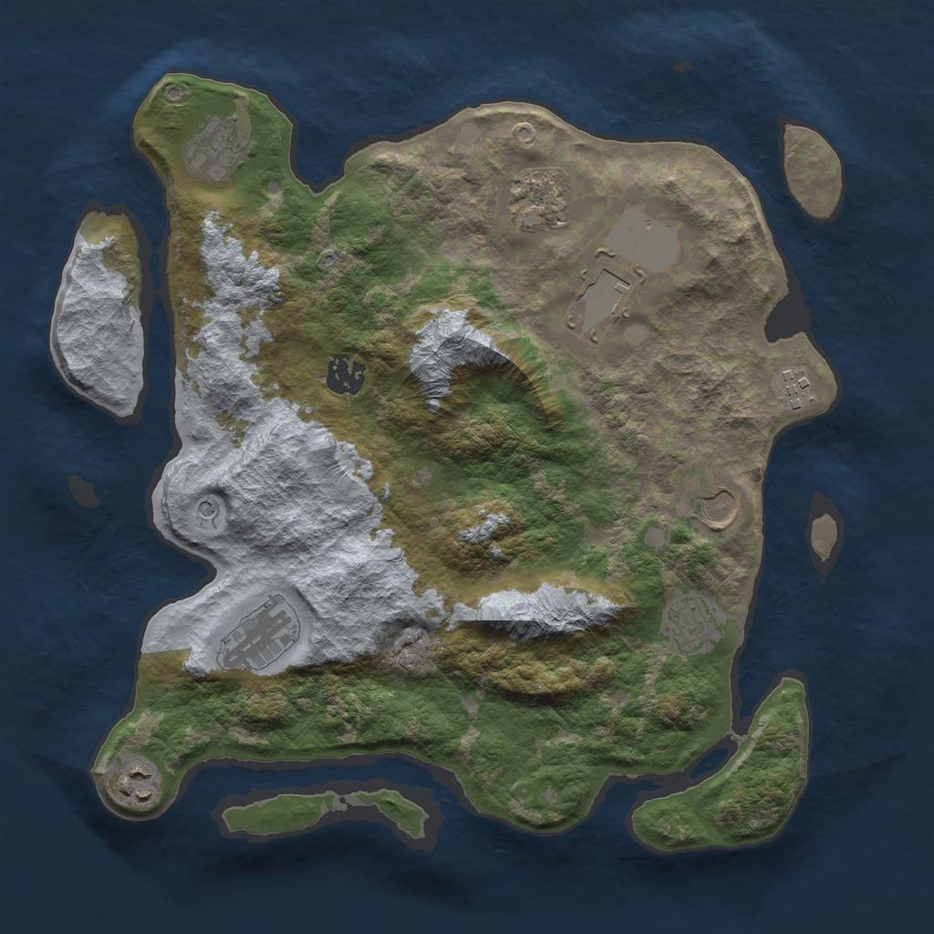 Rust Map: Barren, Size: 3500, Seed: 1397560010, 12 Monuments