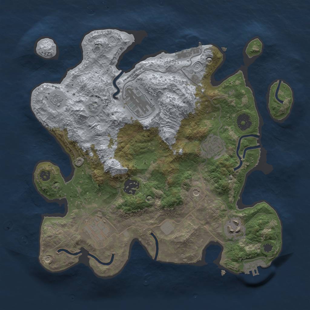 Rust Map: Procedural Map, Size: 3000, Seed: 97716, 14 Monuments