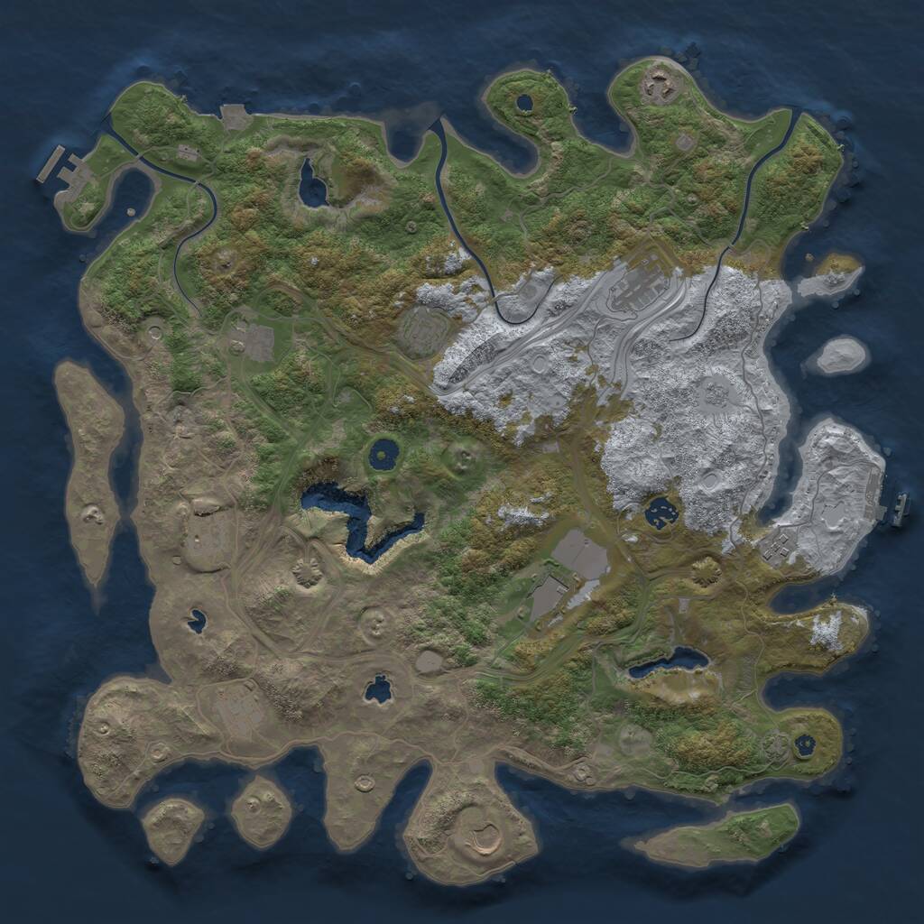 Rust Map: Procedural Map, Size: 4500, Seed: 928747256, 16 Monuments