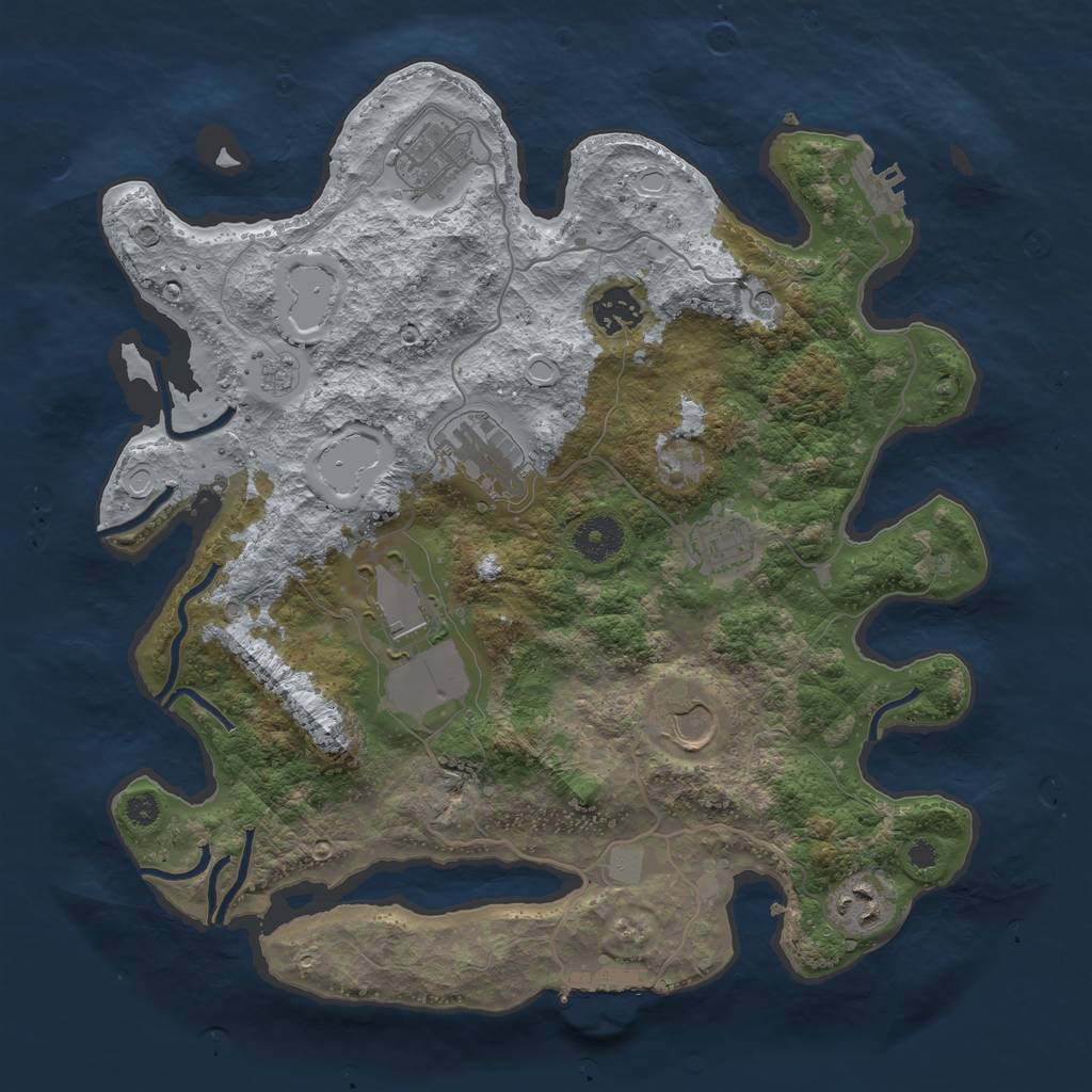 Rust Map: Procedural Map, Size: 3500, Seed: 5826657, 16 Monuments