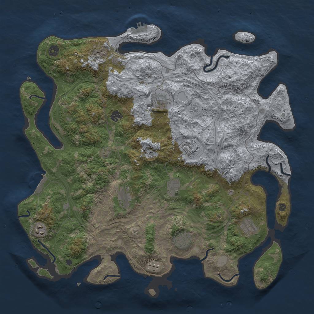 Rust Map: Procedural Map, Size: 4250, Seed: 875884788, 18 Monuments